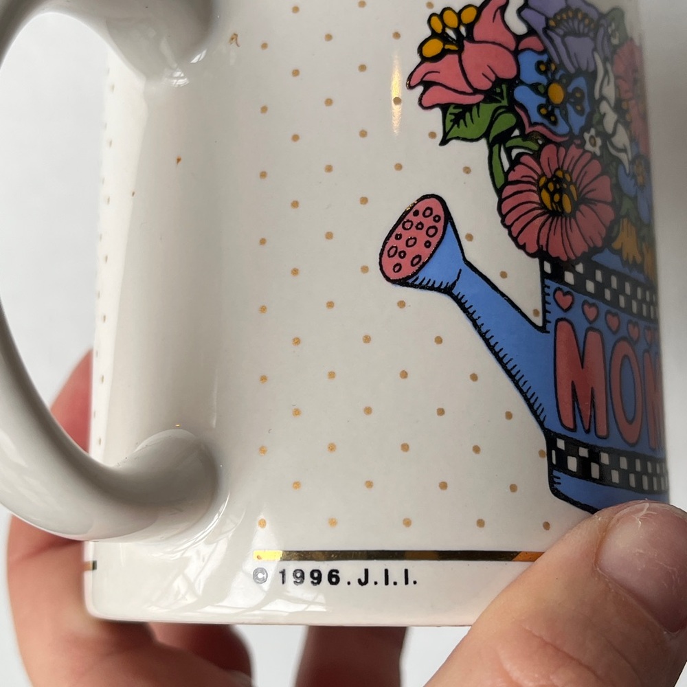 3/$30 🌟 90’s Floral Mom Mug with Watering Can Design - Picture 2 of 8